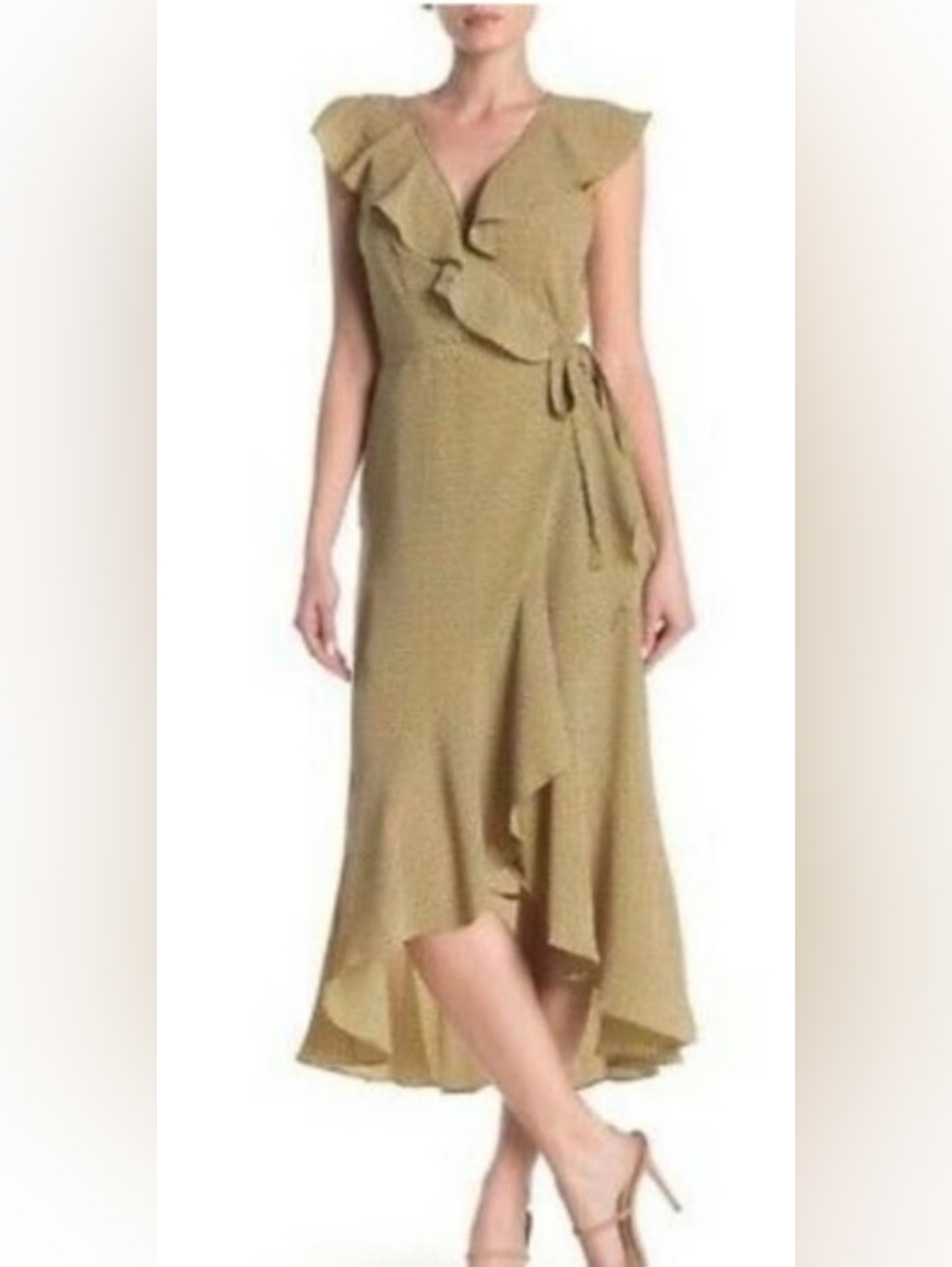 Max Studio Yellow Floral Ruffle Wrap Maxi Dress